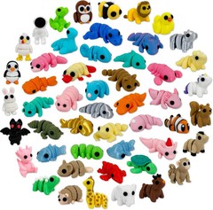 50pcs 3D Printed Articulated & Static Mini Animal Figures – Flexible & Decorativ