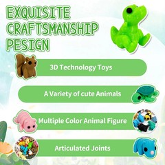 50pcs 3D Printed Articulated & Static Mini Animal Figures – Flexible & Decorativ