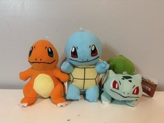 New 6”-7” Set Of 3 Pokemon Starters Charmander Squirtle And Bulbusaur Plush Toys