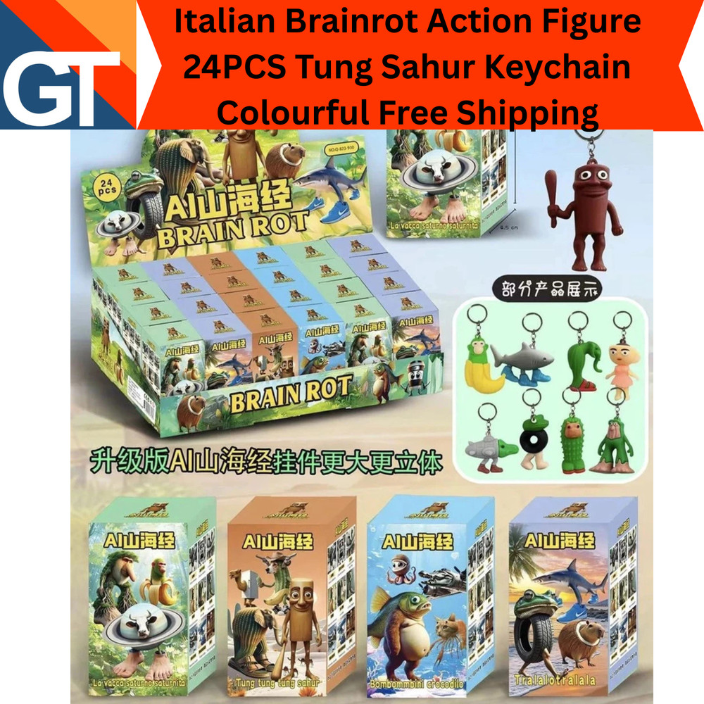 Italian Brainrot Action Figure 24PCS Tung Sahur Keychain Colourful Free Shipping