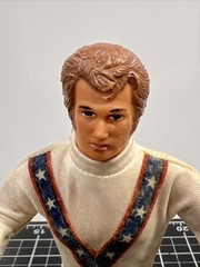 1972 Ideal Toys Evel Knievel Figure Bendy Rubber w/ Helmet VTG 1970s Motorcycle