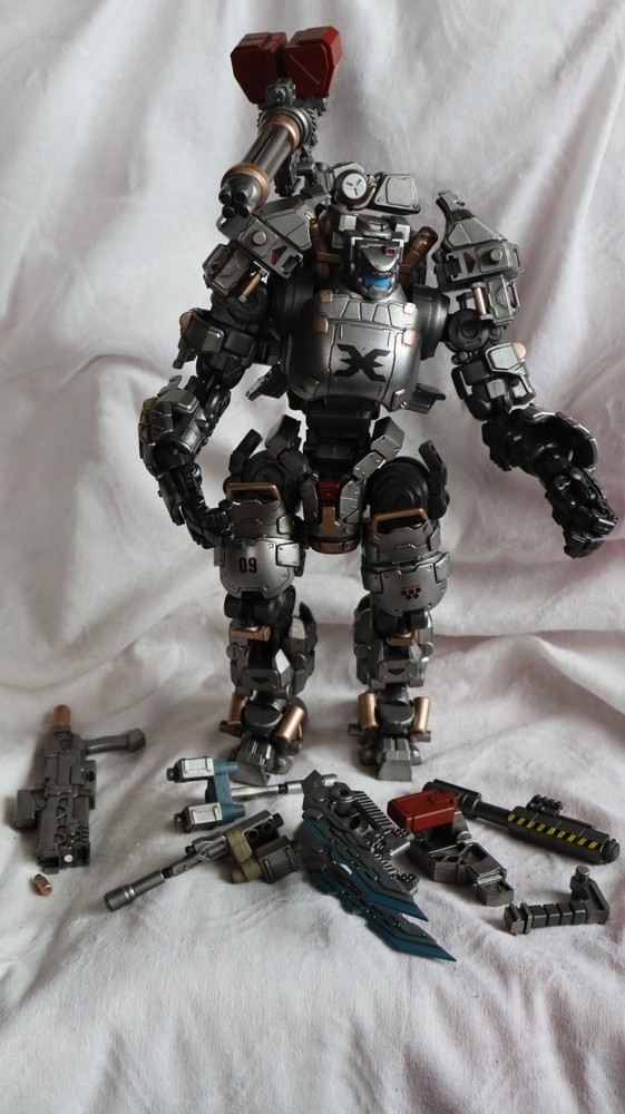 JOYTOY STEEL BONE 09 FIGHTING MECHA SILVER GUARDIAN 9″ Robot & Pilot t6