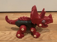 Red & Black Triceratops Poseable Action Figure, Screw-Joint Legs