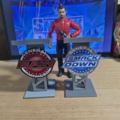WWE Mattel Elite RAW/SMACKDOWN Anonymous General Manager Podium Accessory Bundle