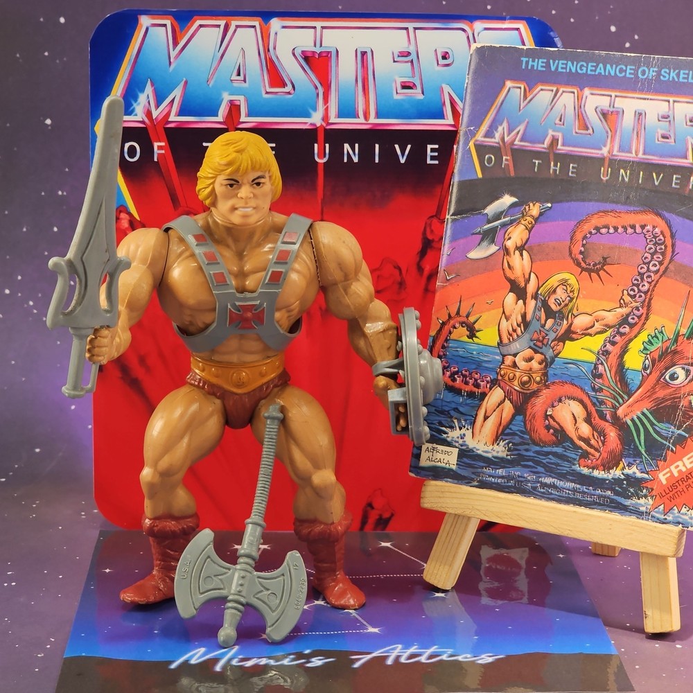Vintage He-Man Complete w/ Comic MOTU Masters of the Universe Soft Head Mexico