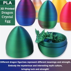 PLA Crystal Dragon Egg With 3D Printed Dragon Inside Articulated Crystal Gift US