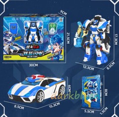 Metal Cardbot BLUE COP Transforming Police Car Robot Action Toy 6.8″