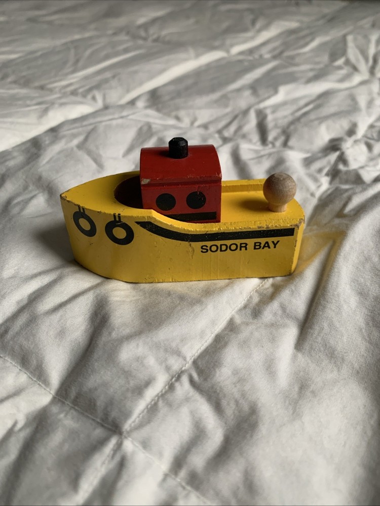 1992 Wooden Thomas & Friends Train 1st Edition Sodor Bay Tug Boat Black Stack