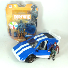Jazwares 2021 Fortnite Joy Ride Whiplash Rally Car w 2018 Rust Lord w Visitor