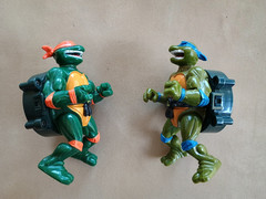 1991 TMNT Talking Michelangelo & Leonardo with Quip Strips – Working