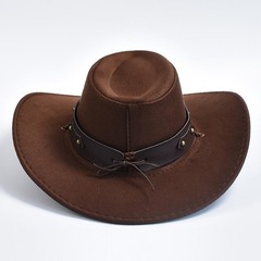 New Artificial Suede Western Cowboy Hats Vintage Big-edge Gentlemen Cowgirl