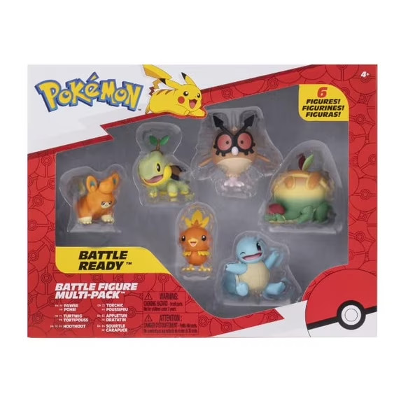 New Pokémon Battle Figure 6 Pack – 5cm Figures Pawnii, Turtwig, Hoothoot, Torchi