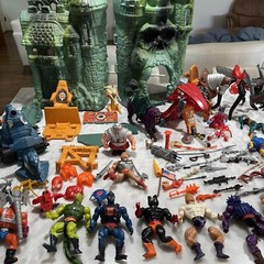 MOTU He Man Huge Lot Gray Skull Castle Weapons 18 Figures Mantisaur Stridor