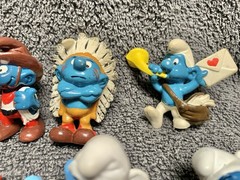 Vintage and Other Holiday Smurf Figures lot of 10 Various