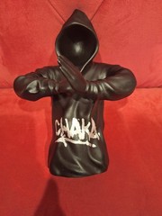 CHAKA FIGURE TOY BLACK HOODIE ‘”CHAKA” TAG FRONT AND BACK 9″ SCALE PLASTIC