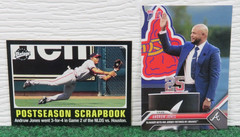 ANDRUW JONES – 2004 McFarlane figure + 2 cards 2002 & 2023 & frame pic. – Braves