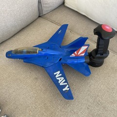 VTG 1989 Hasbro Flying Fighters? Blue Navy Jet Plane WORKS RARE HTF
