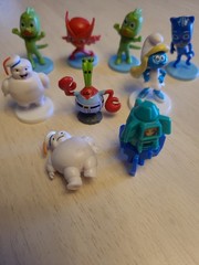 Lot Of 9 Mini PVC Plastic Figures Mixed Mask Smurfette Crab Marshmellow Rocket