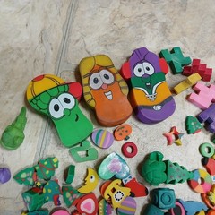 Lot Of Vintage Erasers 1990s Veggie Tales, Aliens, Hearts, Moons, Trees