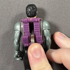 Vintage 1988 Cyber Soldier Action Figure 5in Black Pants Purple Backpack Gray