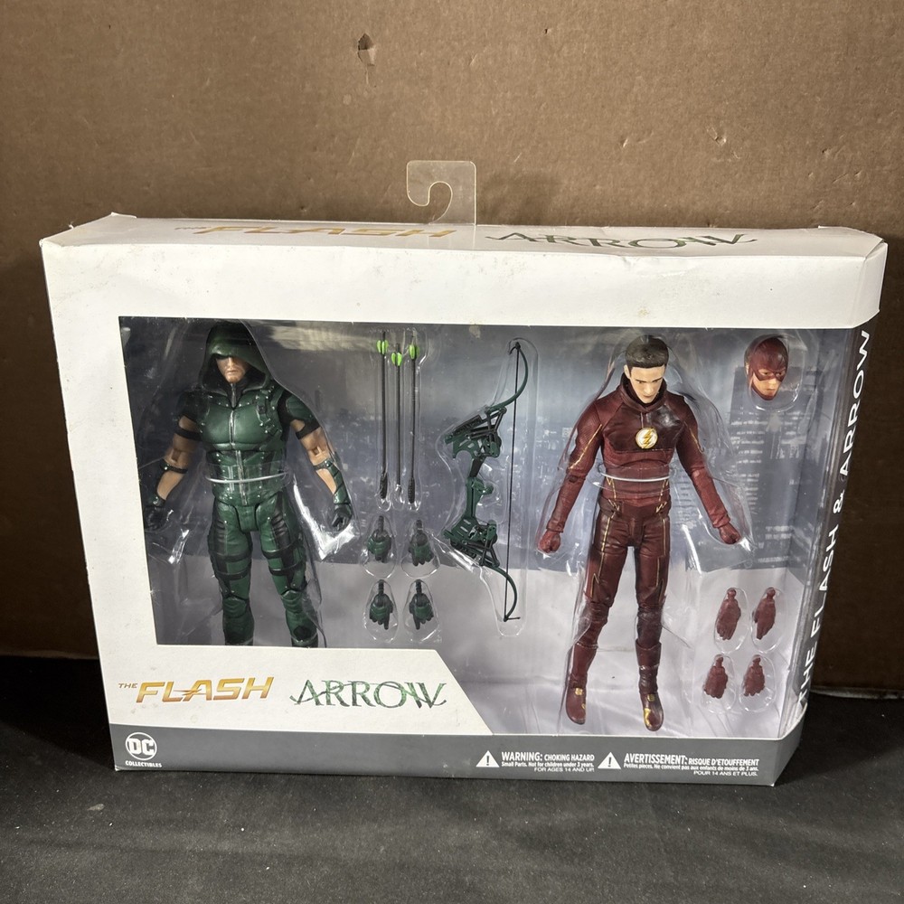 THE FLASH & ARROW ACTION FIGURE 2 PACK NEW DC COLLECTIBLES TV SHOW GREEN