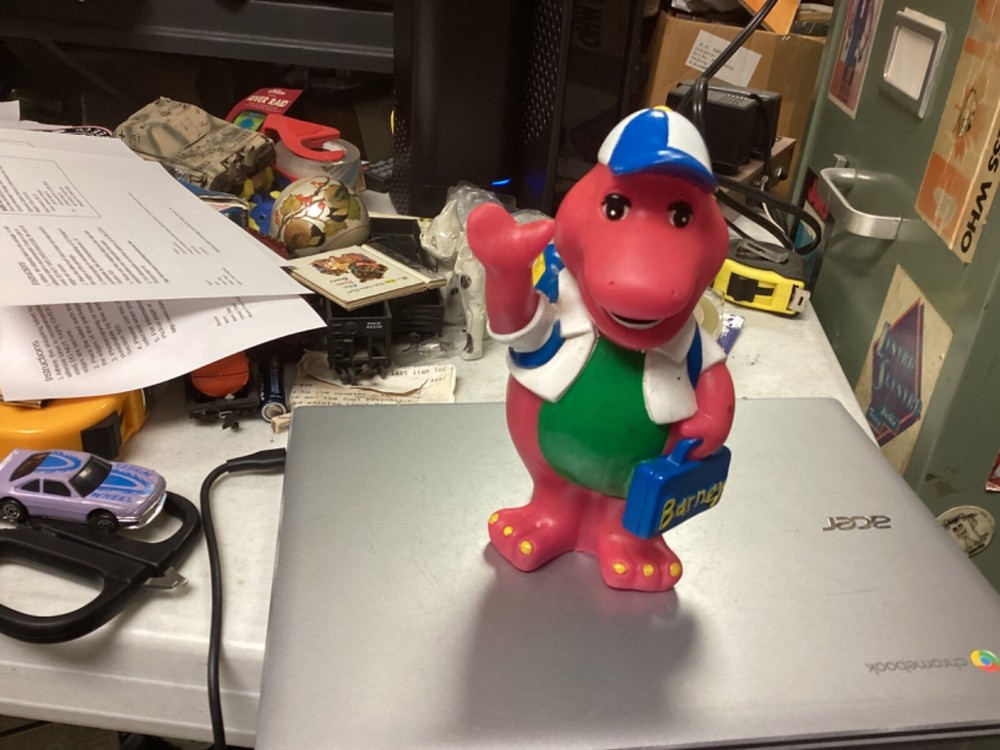 Vintage Lyons Group Barney Piggy Bank Back To School 1992