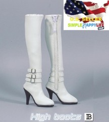 1/6 Women white High heels Boots Zipper Shoes For 12″ figure phicen kumik ❶USA❶