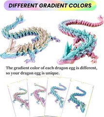 3 Pc 12in 3D Printed Crystal Dragon, Flexible Articulated