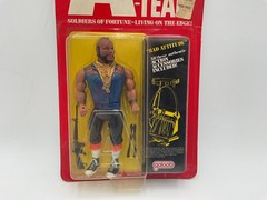 VINTAGE 1983 GALOOB A-TEAM MR. T B A BARACUS ACTION FIGURE ON CARD – WEAR