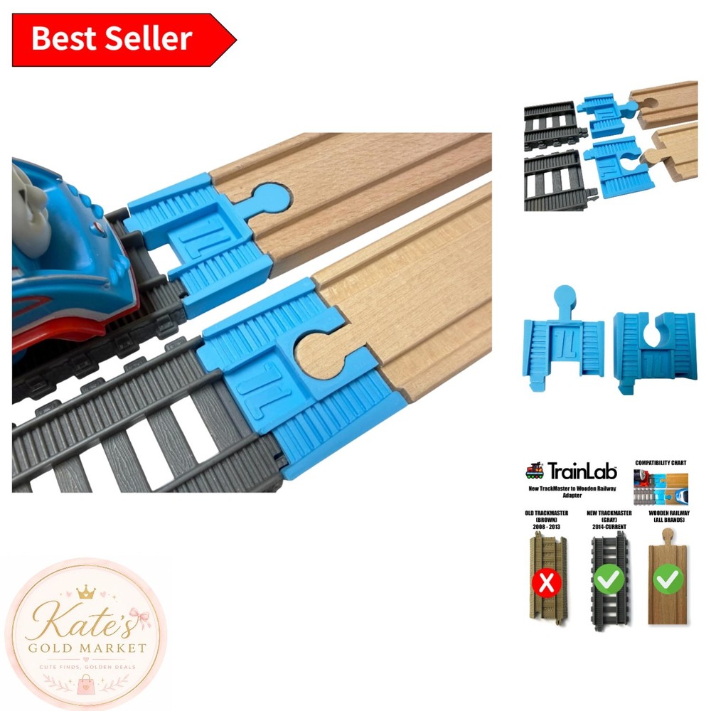 TrackMaster and Wooden Railway Adapters – 2pc Light Blue, Perfect for Ages 3+