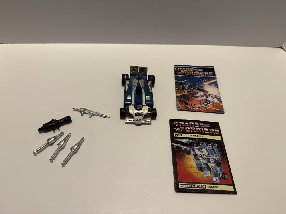 Transformer G1 Autobot Mirage Hasbro Formula 1 Race Car Figure Toy 1984 Vintage