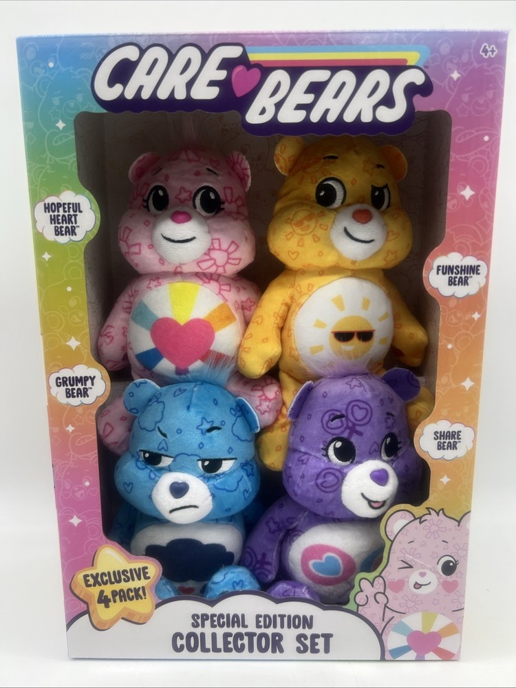 New Care Bears 8” Exclusive 4pk Special Edition Collectors Set Age4+ FreeS&H