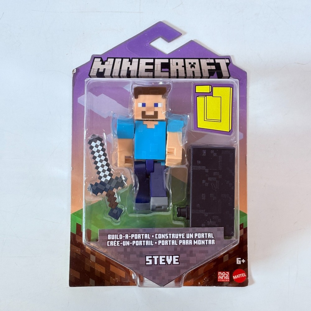 Minecraft Build-A-Portal Steve 3.25″ Figure with Stone Sword New in Package