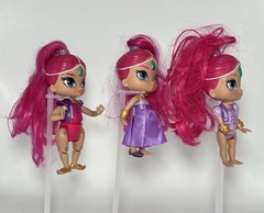 Shimmer And Shine Mattel Shimmer Genie Dolls Pink Hair Lot of 3