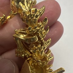 Chinese Gold Tone Articulated Dragon Figurine 3D Zodiac Tabletop Feng Shui Decor