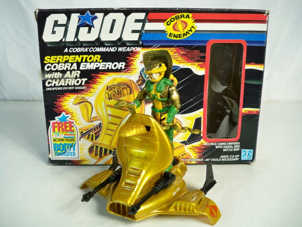 K26i57101 AIR CHARIOT W/ BOX & SERPENTOR 1986 GI JOE COMPLETE VINTAGE HASBRO