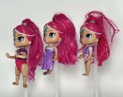 Shimmer And Shine Mattel Shimmer Genie Dolls Pink Hair Lot of 3