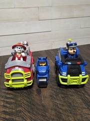 Paw Patrol Marshall Jungle Rescue Fire Truck Police Cruiser & Motorcycle Lot