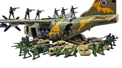 Military 21-Inch Cargo Plane C130 Bomber Bombs 12 Mix Vehicles 50 Army Soldiers