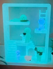 Smiski House Glow in the Dark Display | Mini Figure Room Shelf | Bonus Glow Pet