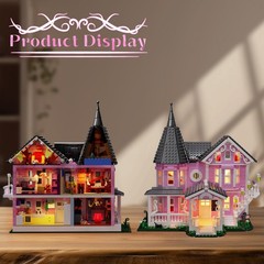 Pink Palace House Building Set with Lights, Halloween Haunted One Size