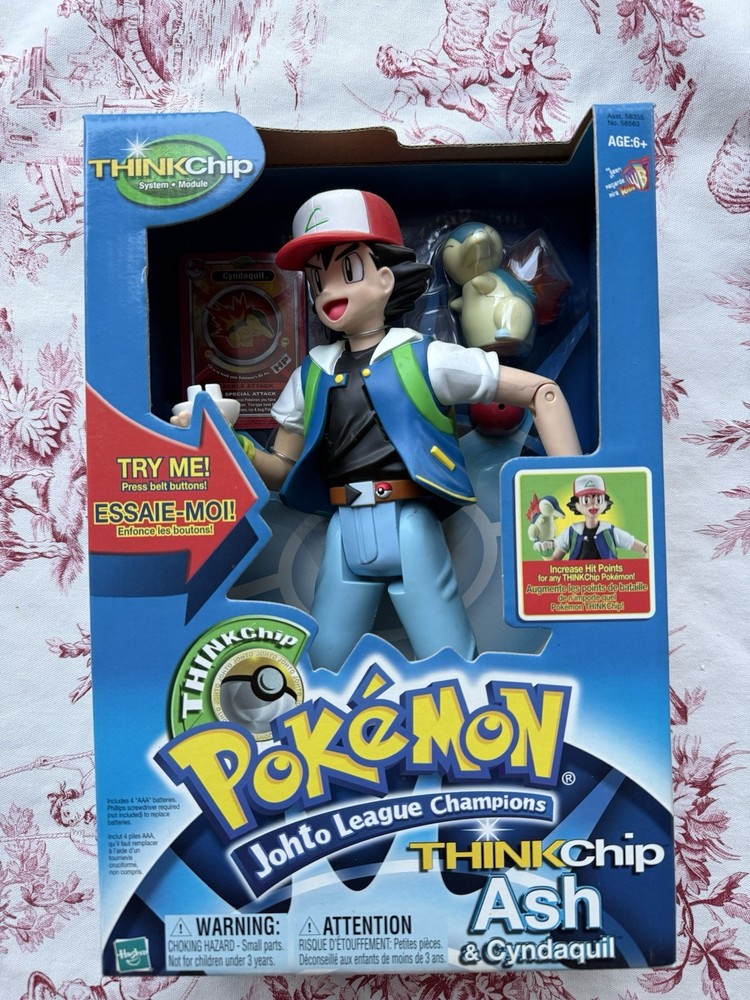 Pokemon THINKCHIP ASH Ketchum Hasbro 12” Vintage MIB Johto Cyndaquil