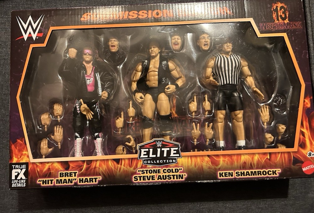 WWE Wrestlemania 13 Submission Match 3-Pack Action Figures Hart Austin Shamrock