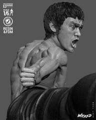 Bruce Lee | 3D Printed Wicked Statue | Unpainted | Fan Made | 1:8 Scale