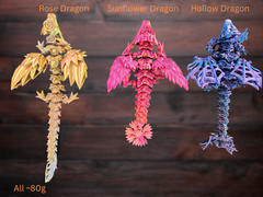 3D Printed Crystal Articulated Dragon | Home Office Desktop Fidget Toys Crystal