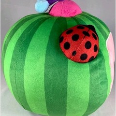 COCOMELON Watermelon TV Plush, Green Striped w/ Pink Face, Ladybug Antennae, EUC