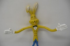 “BENDY” Rabbit TOYEaster Unlimited Rubber Pose 70s 80s tuxedo Yellow