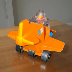 Vintage Tumble Wheels Dome Top Post Office Mail Airplane Orange Plastic A47