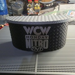 WWE Mattel Small WCW Announcer Table & Small Stage Logos Accessory Lot