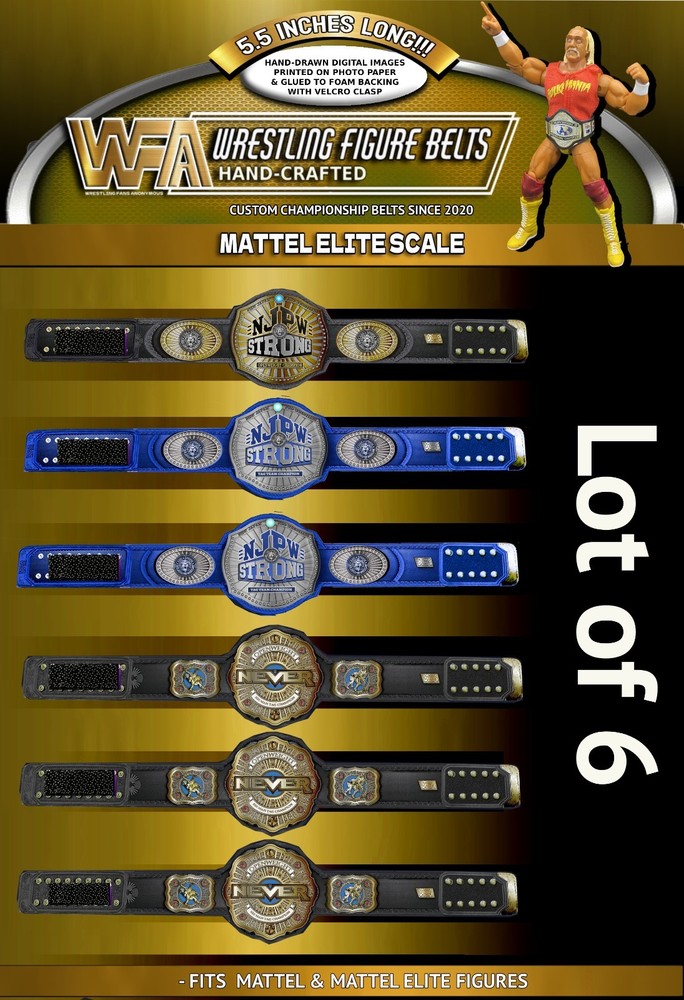 IWGP Japan Lot Of 6 MATTEL ELITE Scale Wrestling Figure Belts 5.5 INCHES LONG
